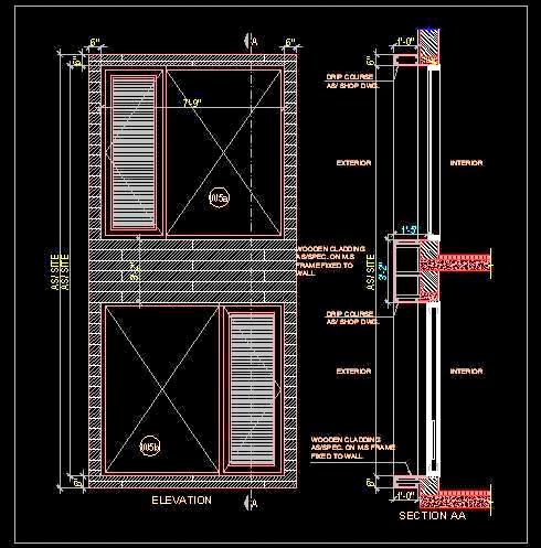 Wooden Cladding AutoCAD Detail for Building Facade